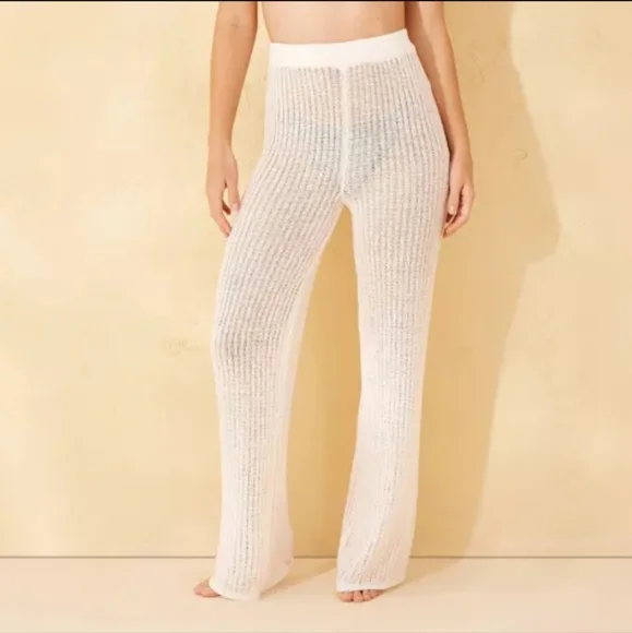 Shade & Shore Cover-up Pants Womens XL Cream Crochet NEW - Picture 2 of 9
